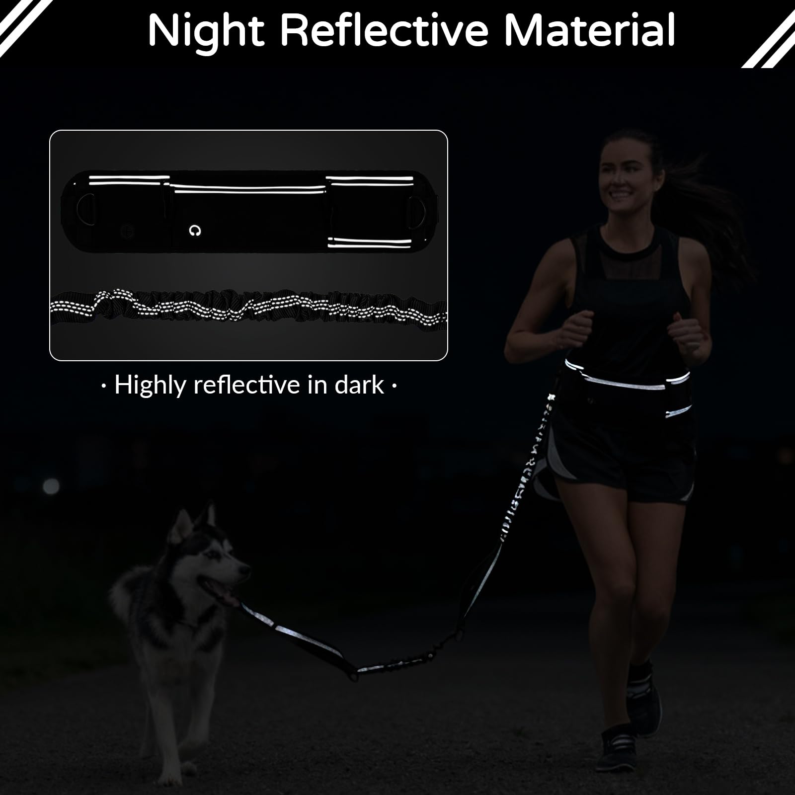 Skmeditec dog walking in park showing hands-free convenience.