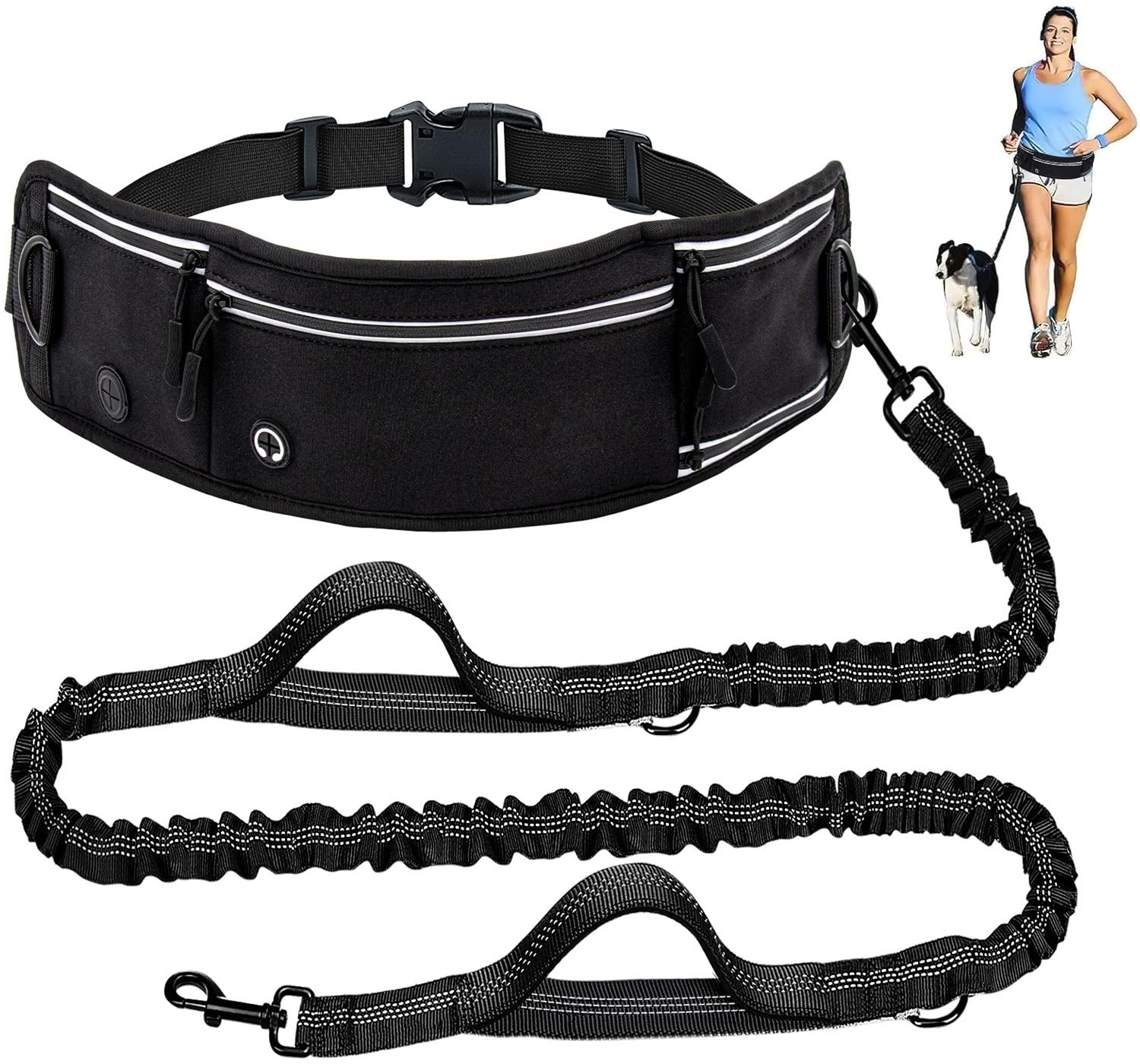 Skmeditec hands-free leash with waist bag setup for easy control.