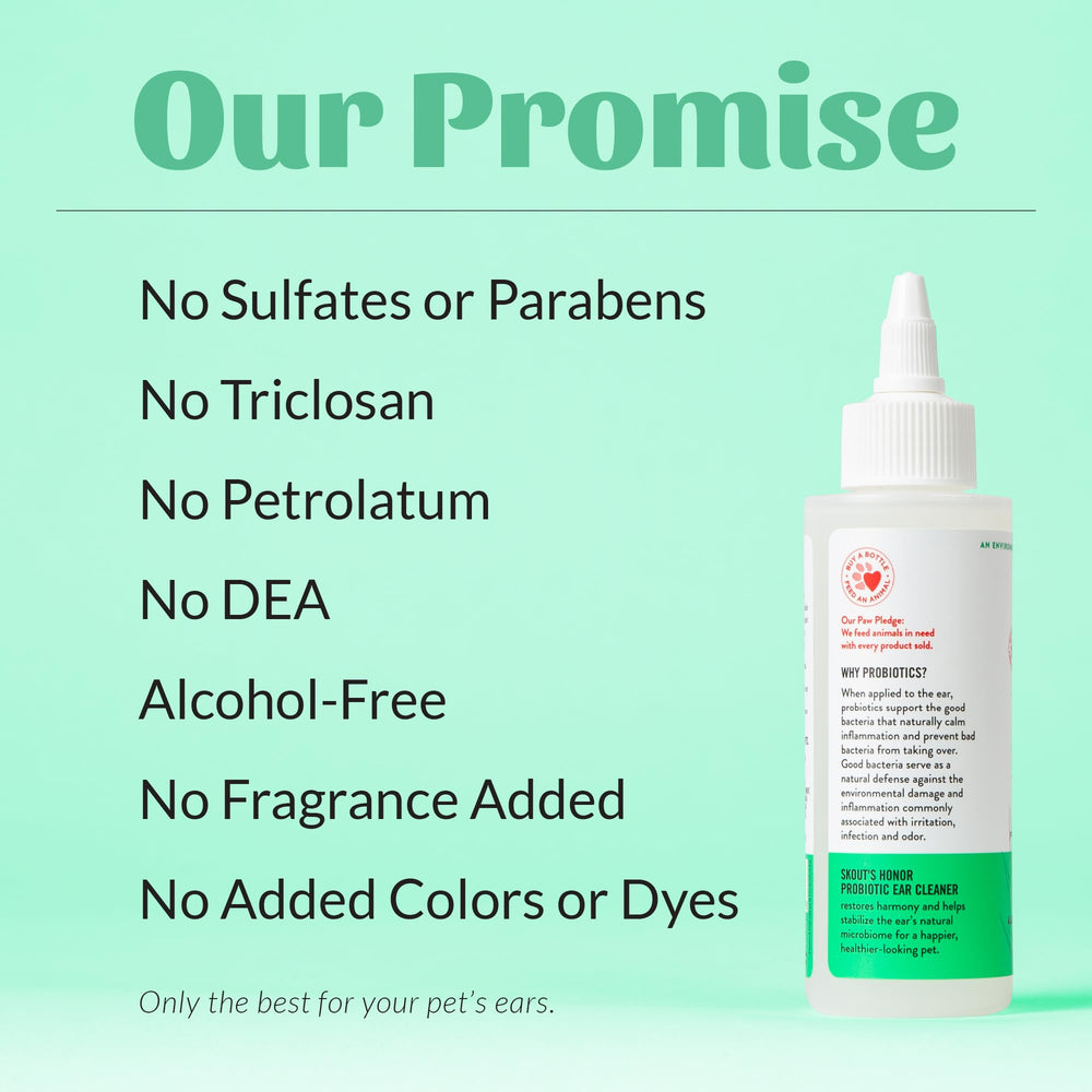 SKOUT'S HONOR bottle pour action illustrates easy dosing for routine care.