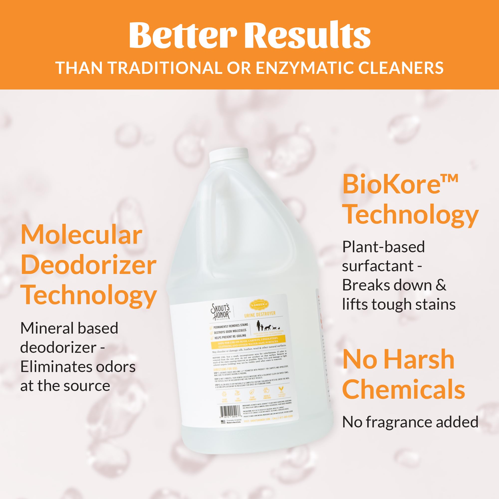 SKOUT'S HONOR carpet stain removal solution targets embedded spots and freshens fibers