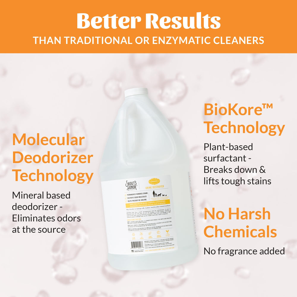 SKOUT'S HONOR carpet stain removal solution targets embedded spots and freshens fibers