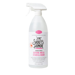 Skout's Honor Cat Advanced Severe Mess Remover bottle showing powerful stain lifting for tough messes.