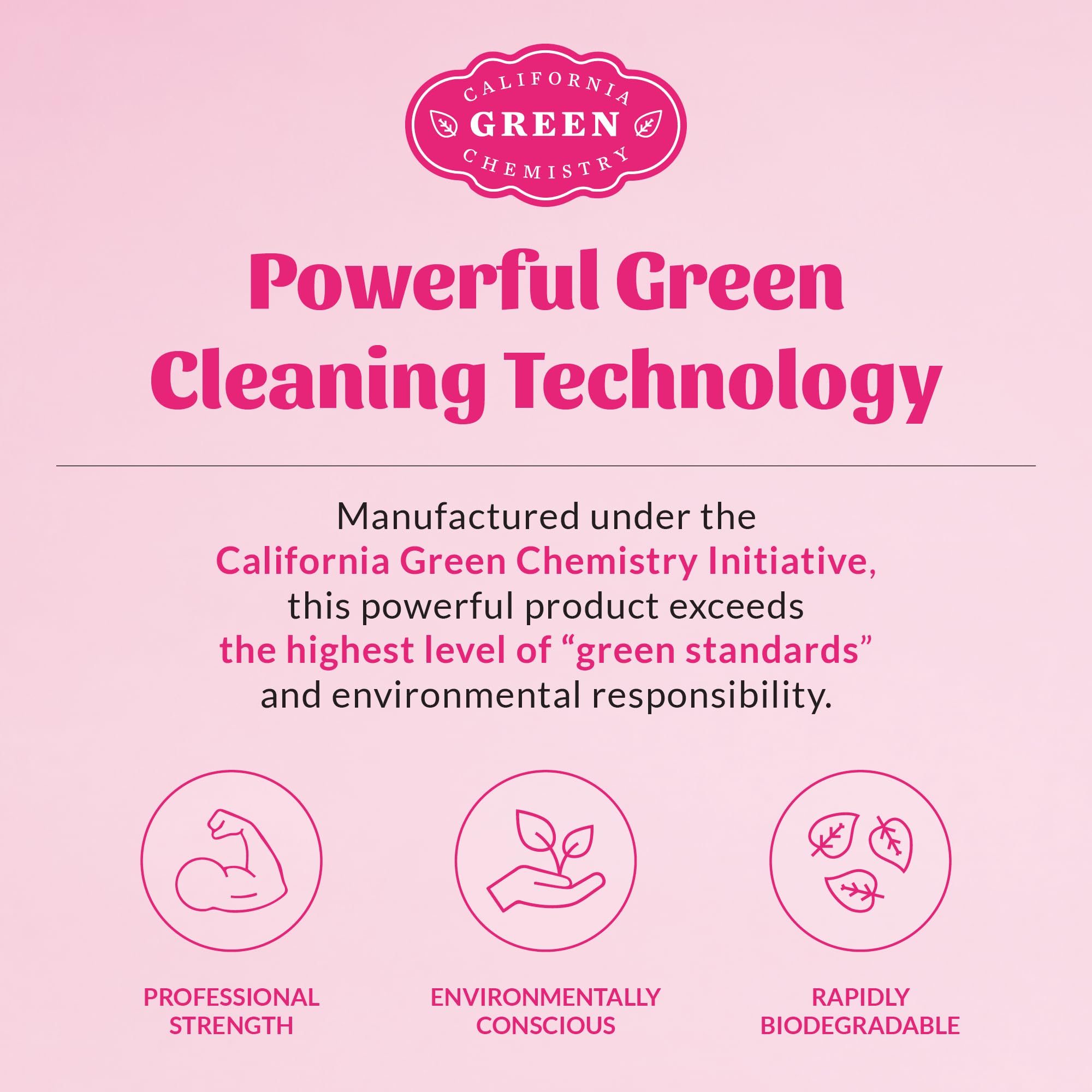 Eco-friendly and cruelty-free seal complements the green chemistry narrative.