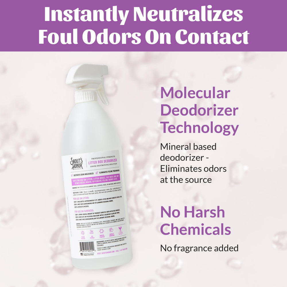 Product label with Paw Pledge highlights charitable impact alongside deodorizing action