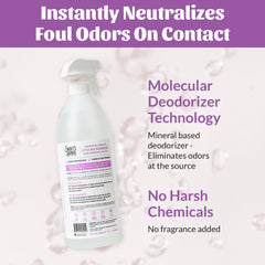 Product label with Paw Pledge highlights charitable impact alongside deodorizing action