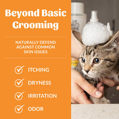 Skout's Honor cat shampoo honeysuckle label communicates gentle cleansing.
