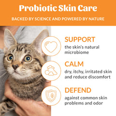 Skout's Honor shampoo lather on cat fur demonstrates silky, smooth coat after wash.