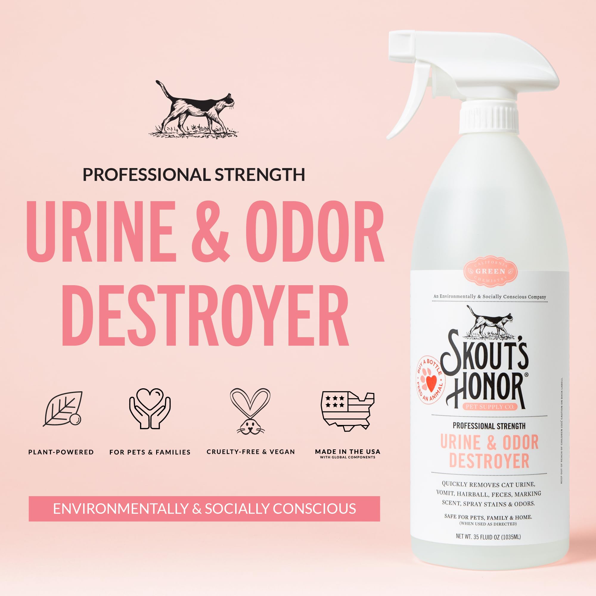 Skout's Honor cat urine destroyer on carpet stains for powerful removal.