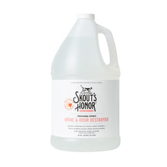 SKOUT'S HONOR Cat Urine & Odor Destroyer bottle cleans tough carpet stains and odors.