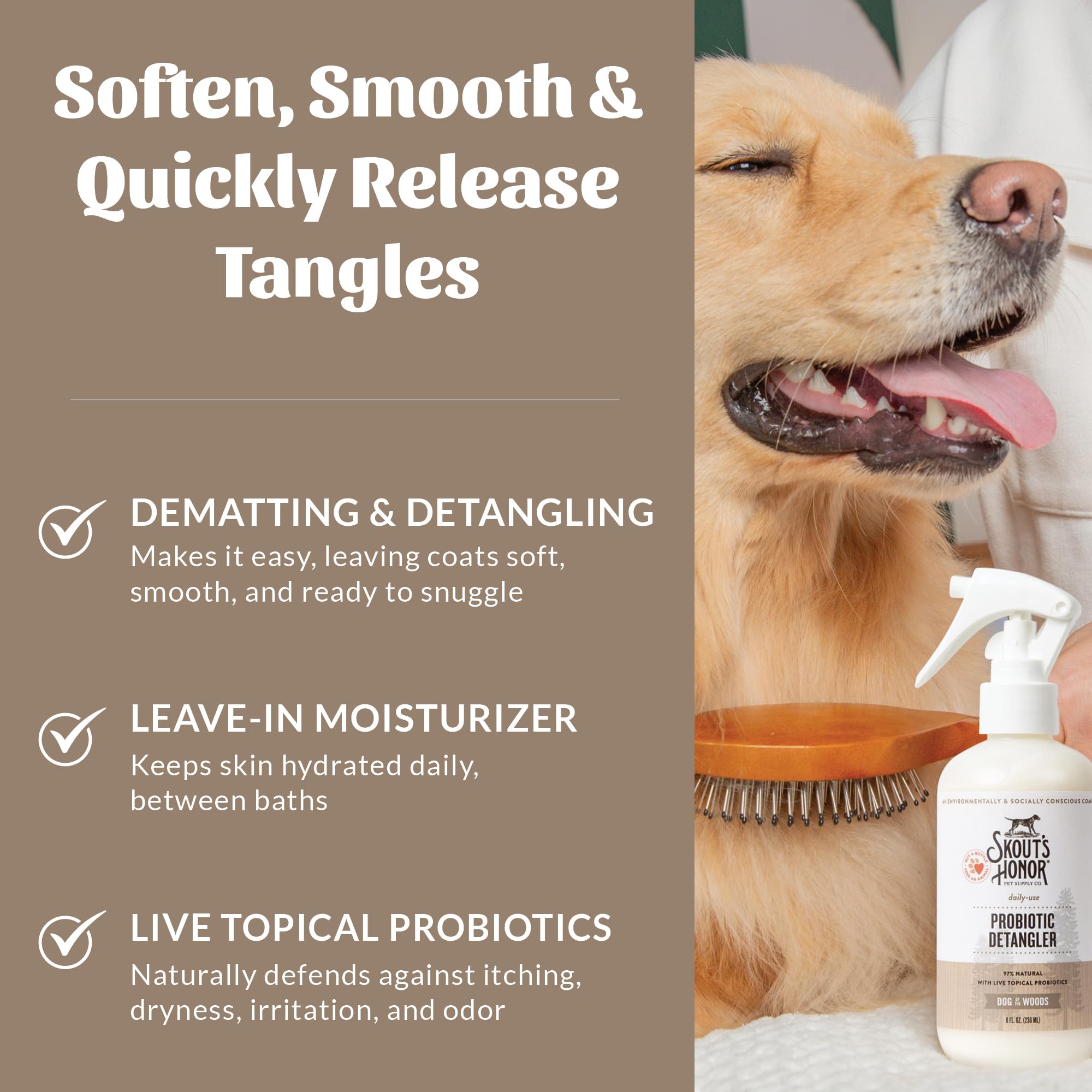Omega-3 conditioning detail for shinier, smoother pet hair