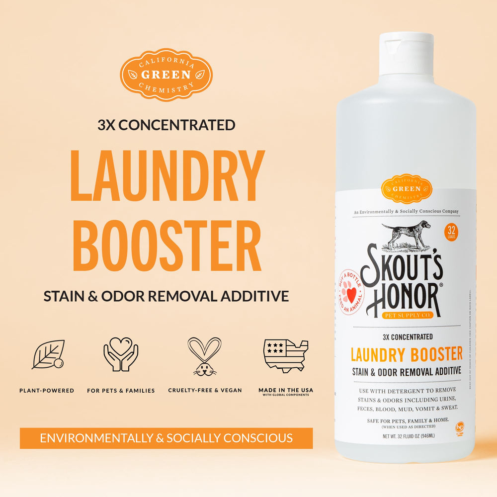 Skout's Honor Laundry Booster 3x-concentrated formula for tough stains and odors