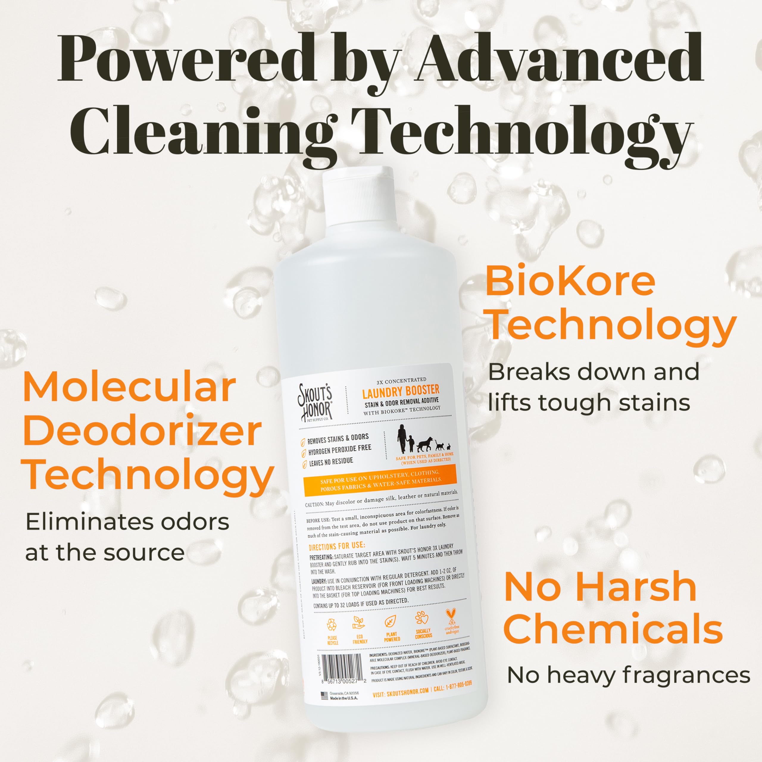 Skout's Honor Laundry Booster on bedding showing stain removal capability