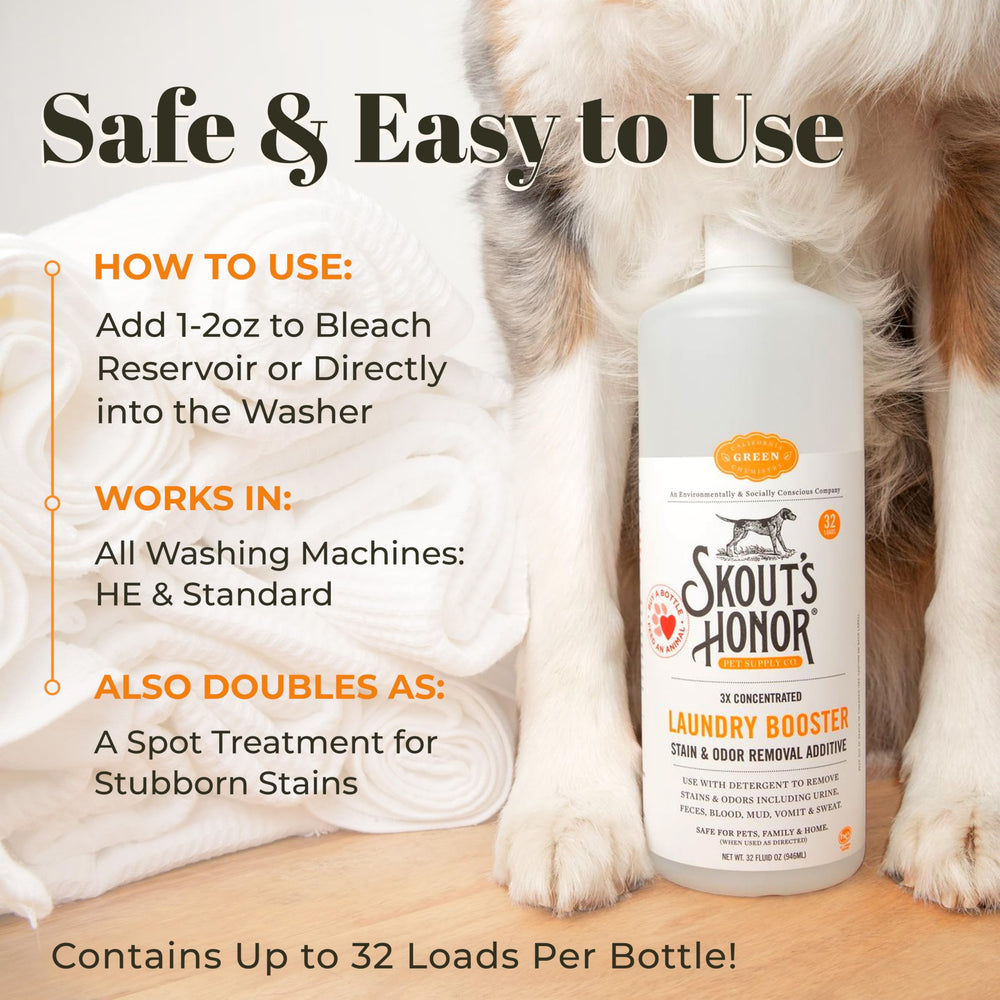 Skout's Honor Laundry Booster with pet clothing for fresher fabrics
