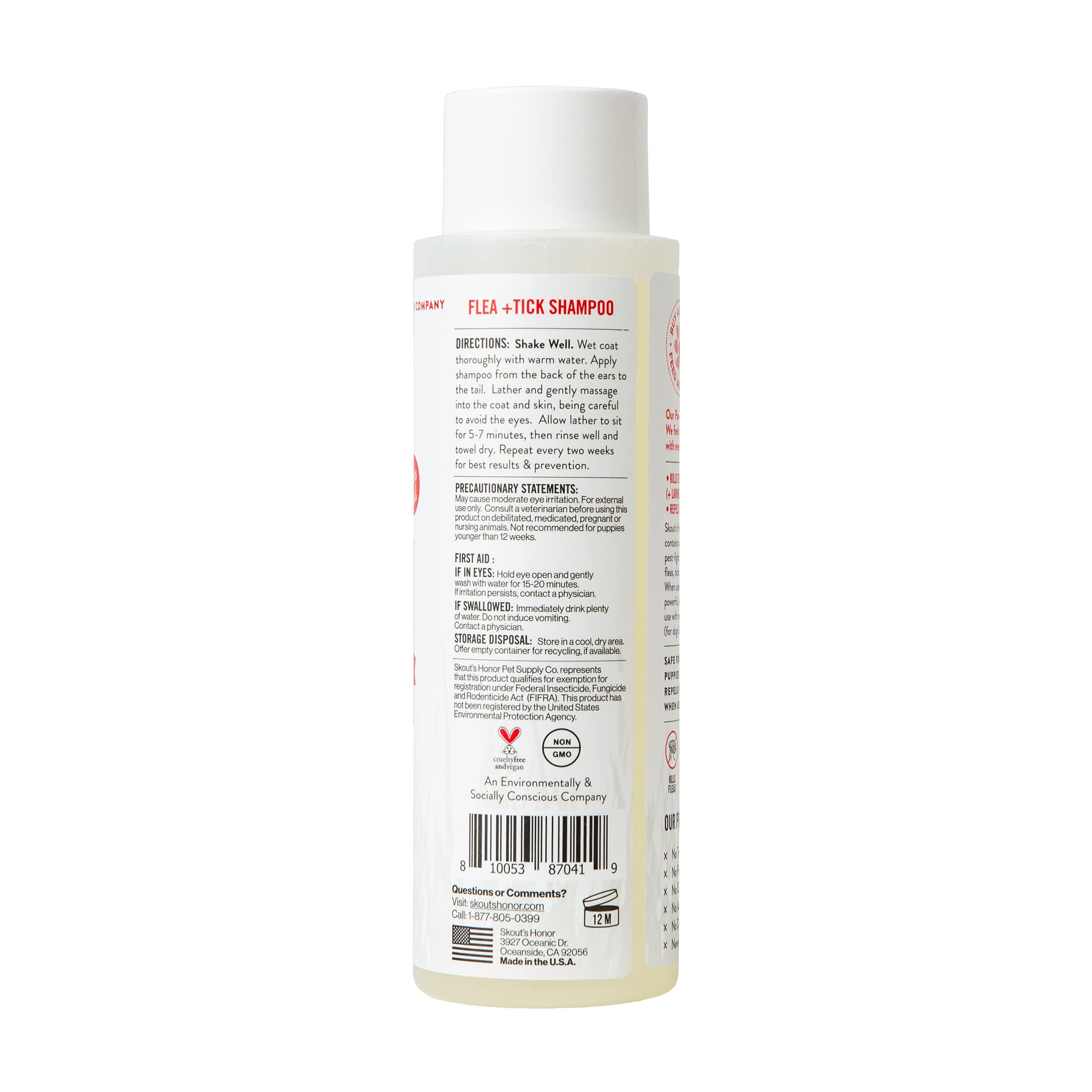 Skout's Honor natural ingredients highlight peppermint and cedarwood for a refreshing grooming experience.