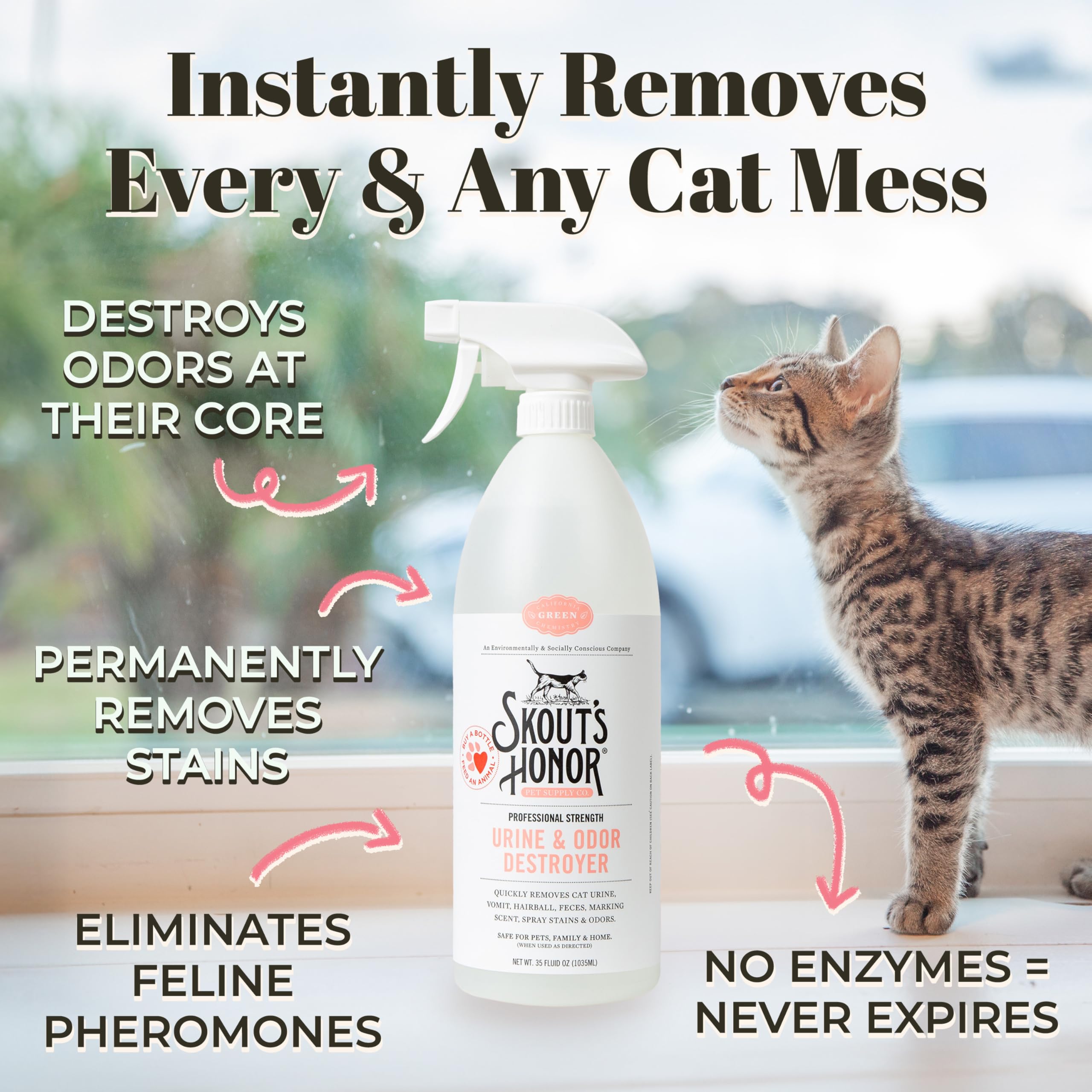 Spray application mist of Skout's Honor for even coverage and odor neutralization.