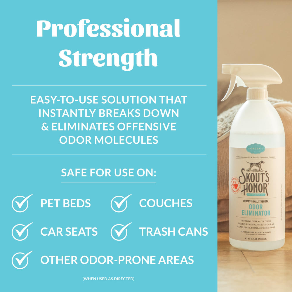 Skout's Honor Odor Eliminator on couches eliminates stubborn household smells.