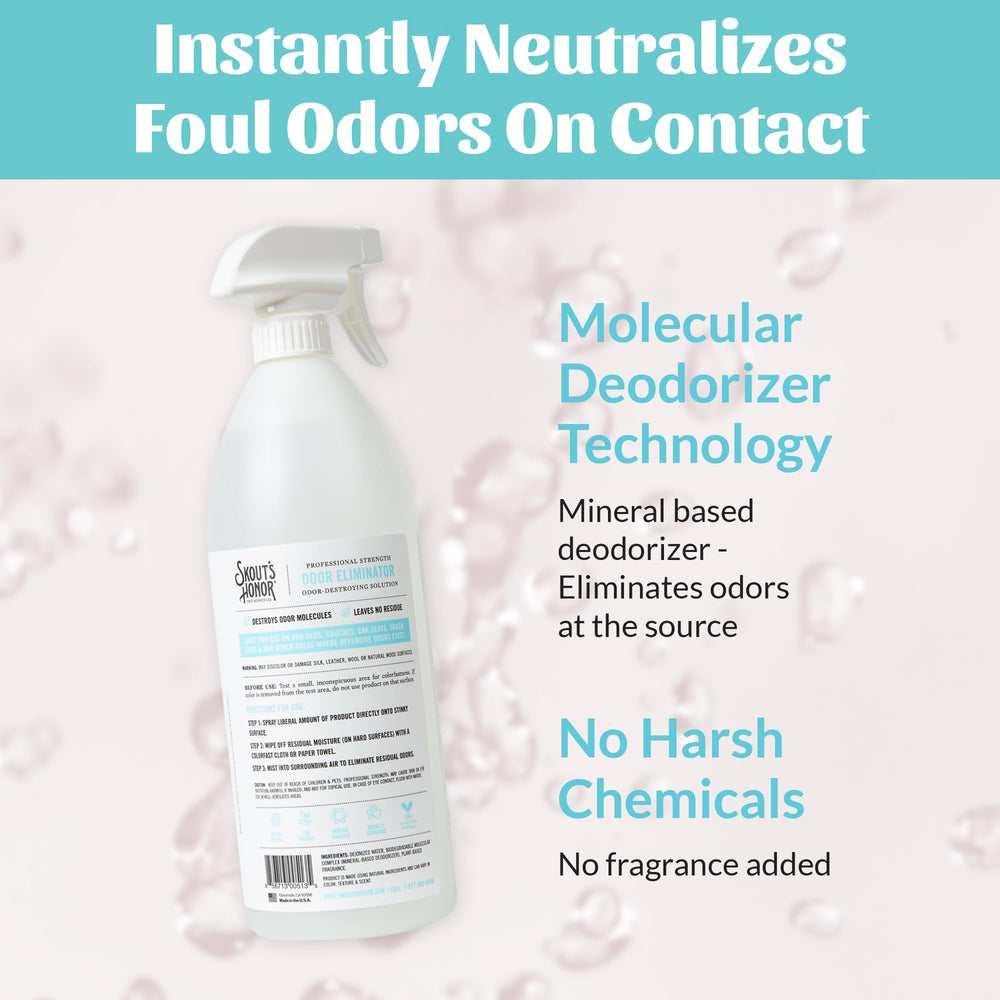 Skout's Honor Odor Eliminator tackles trash can odors without leaving residue.