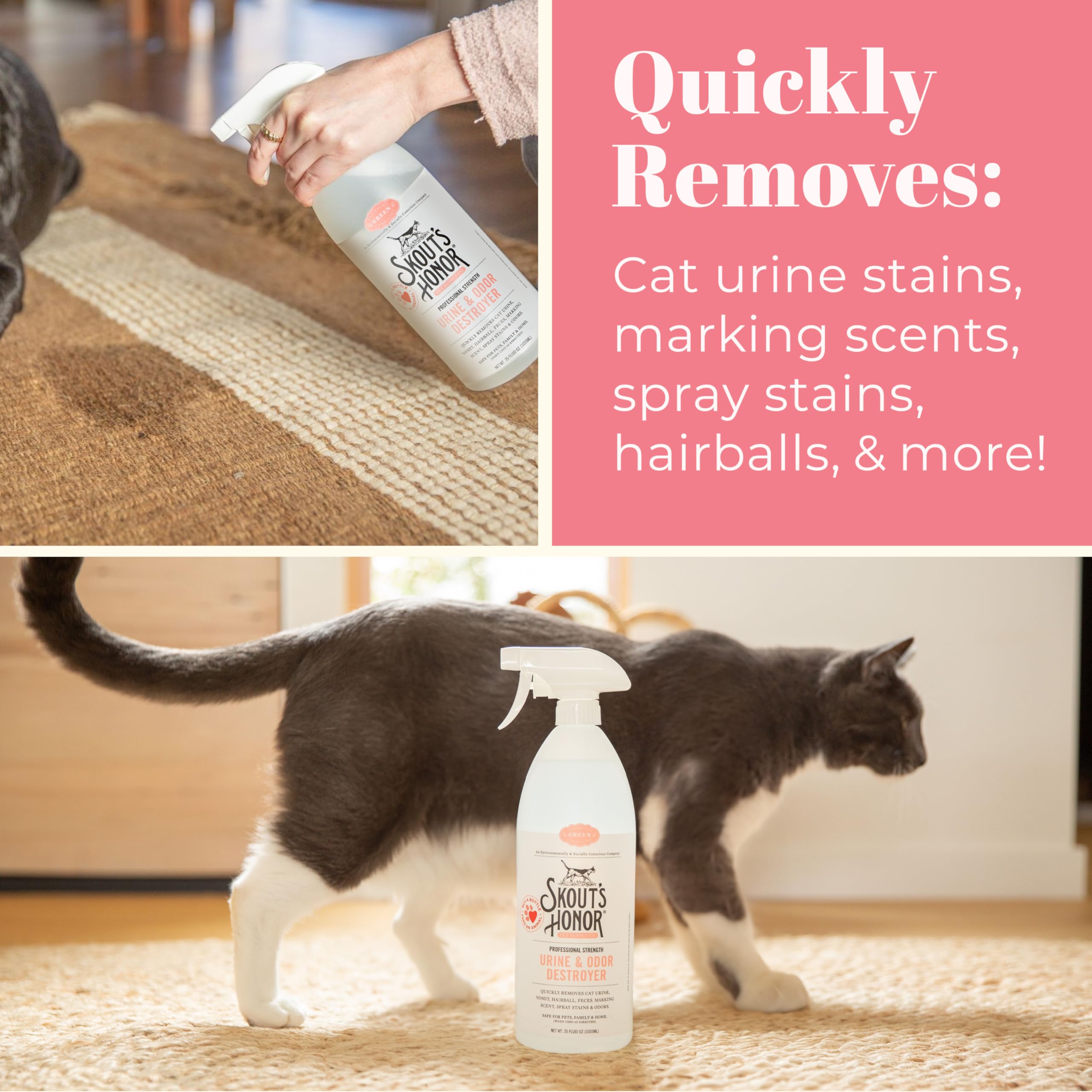 Pet-safe environment with Skout's Honor ensuring safe use around animals.