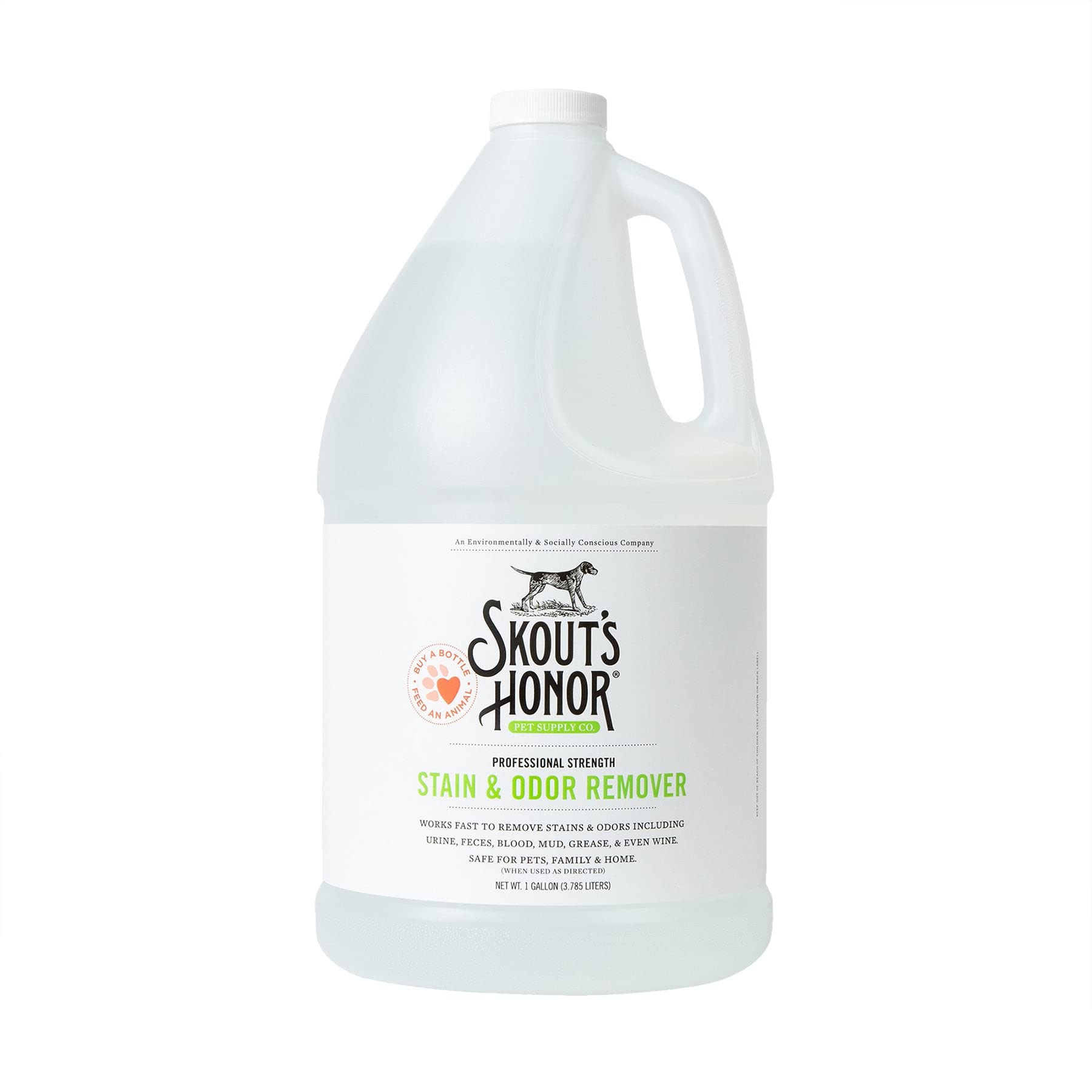 SKOUT'S HONOR 128oz bottle for powerful stain removal on carpets and upholstery