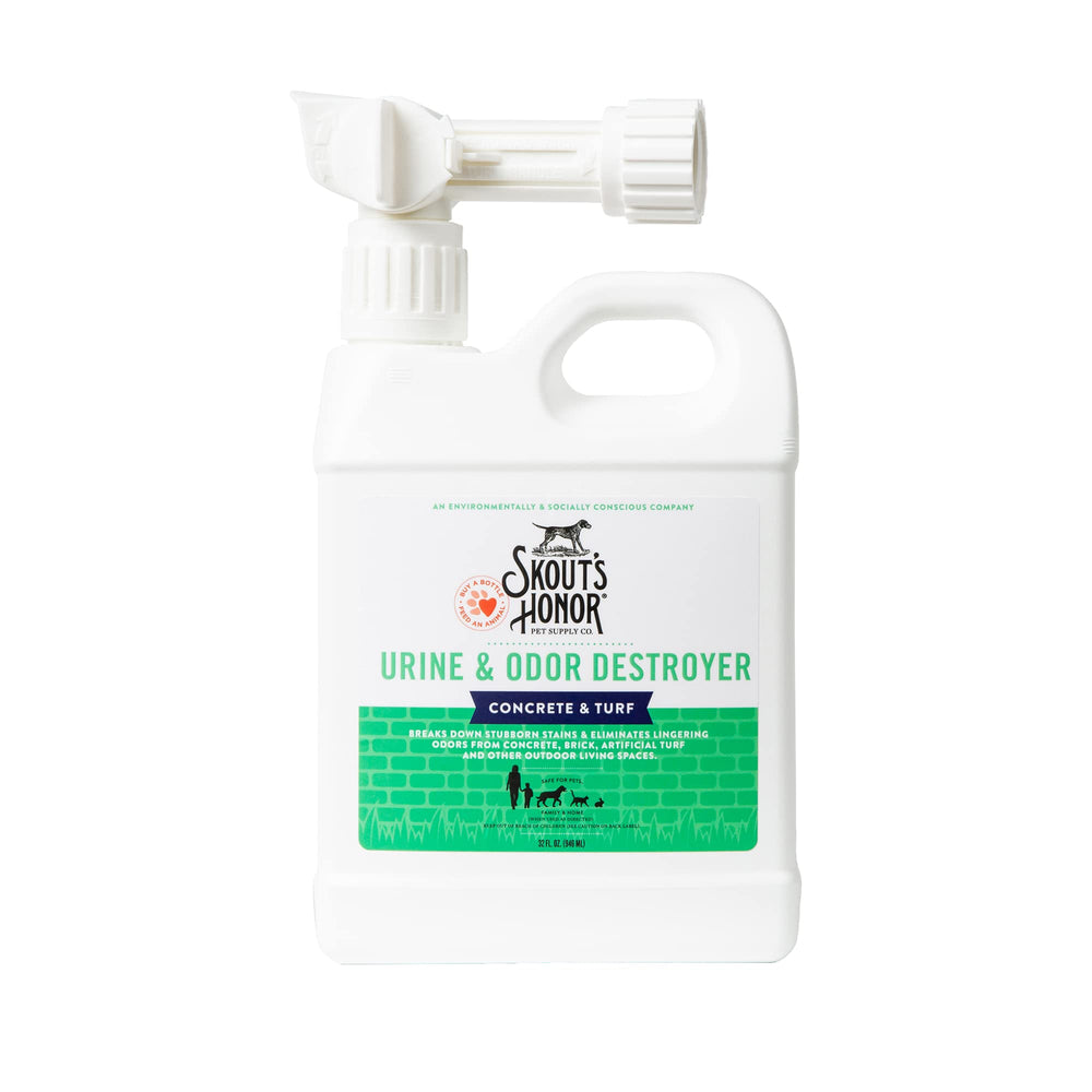 SKOUT'S HONOR Pet Urine Destroyer 32oz bottle ready for stain removal on outdoor surfaces