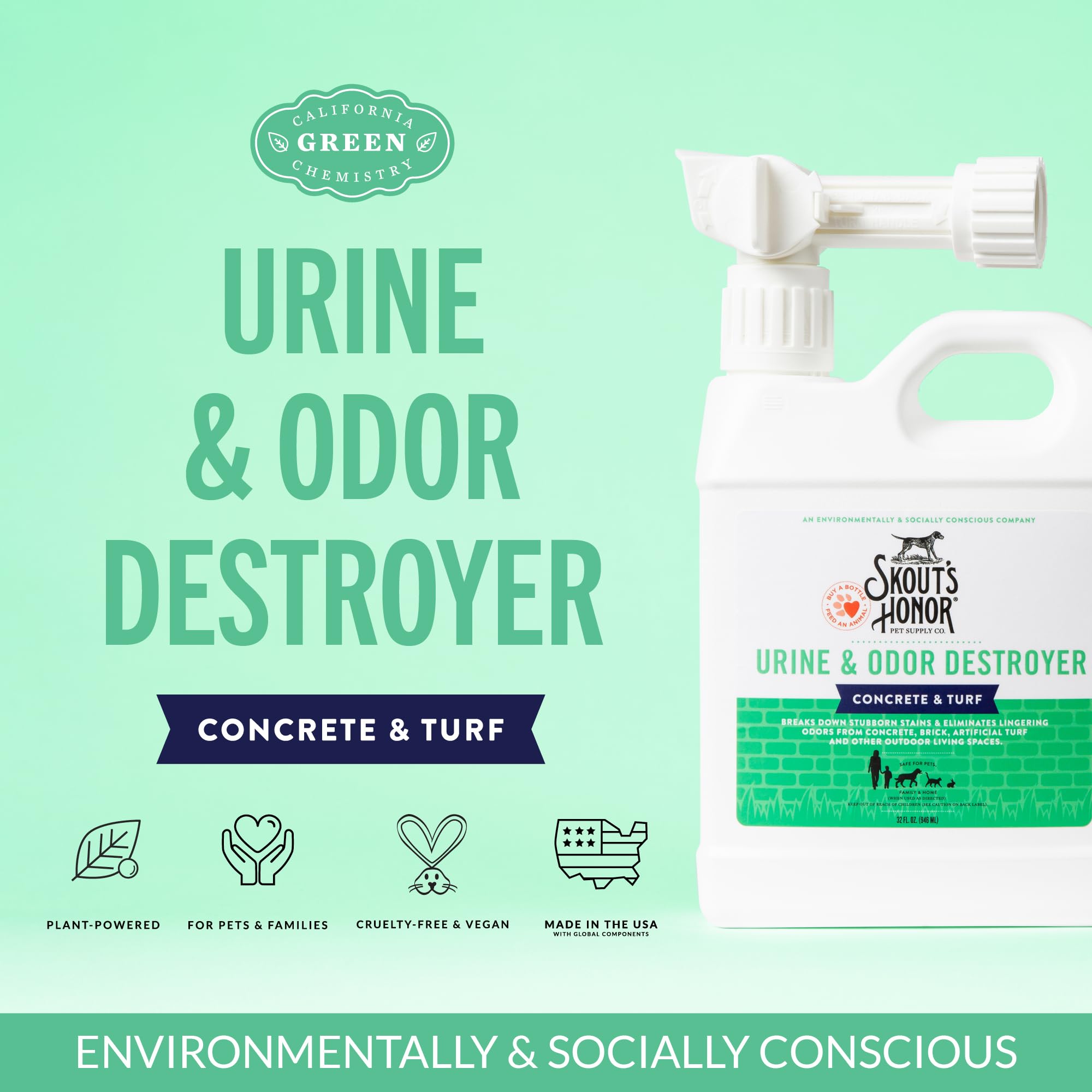 SKOUT'S HONOR Pet Urine Destroyer spray application demonstrating odor control on patios
