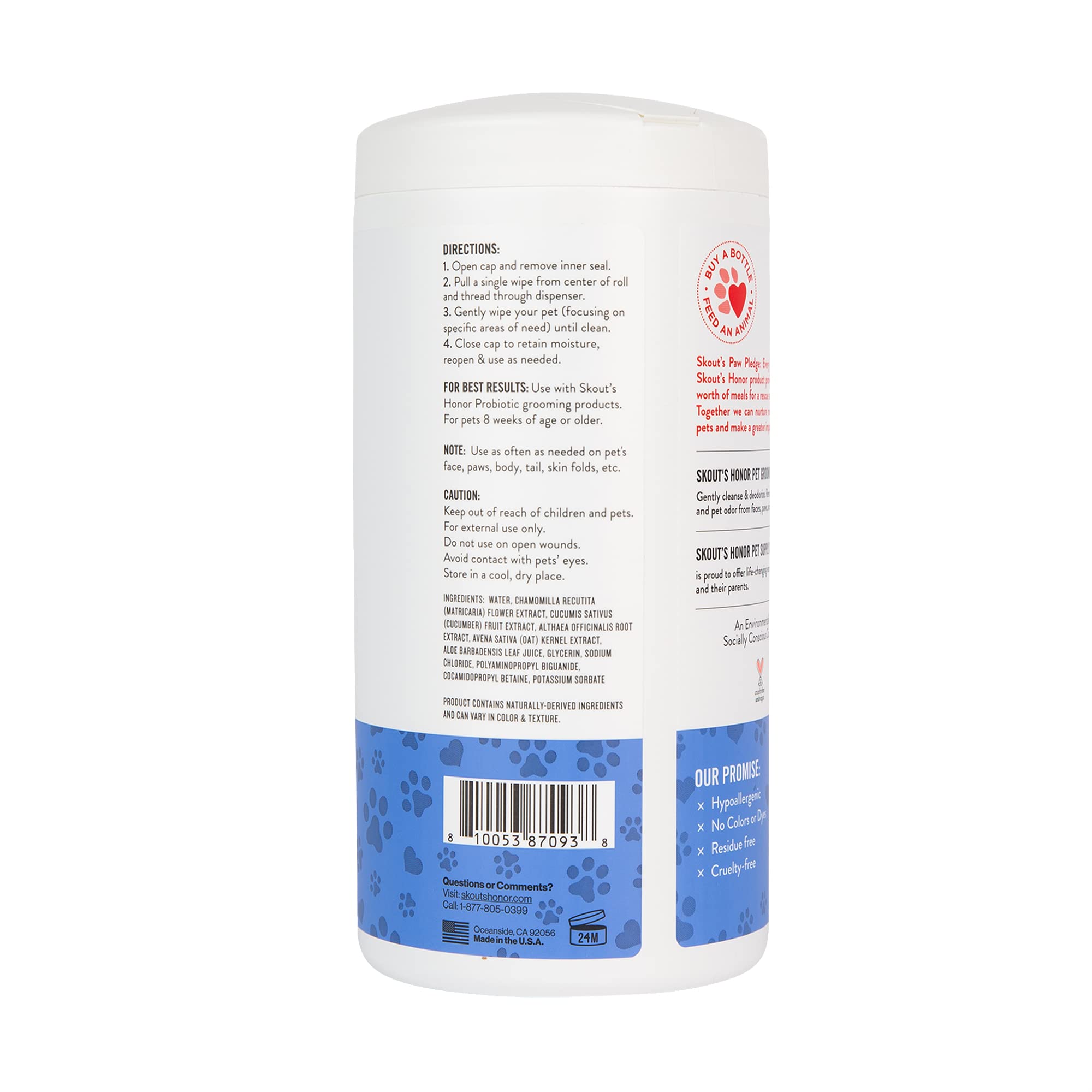 SKOUT'S HONOR pet wipes for face - safe, fragrance-free facial cleaning.