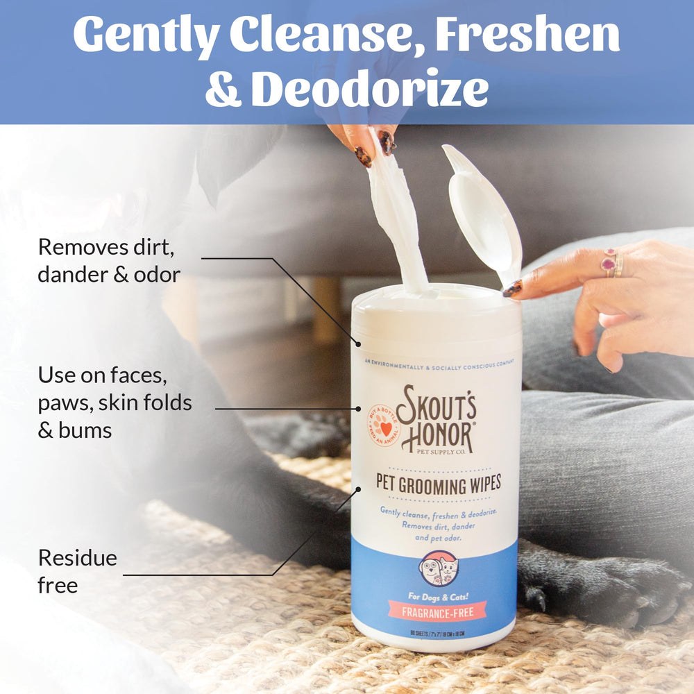 SKOUT'S HONOR fragrance-free wipes - ideal for scent-sensitive pets.