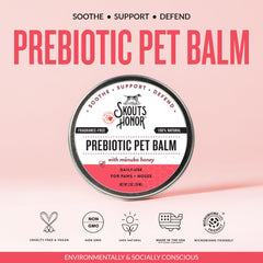 SKOUT'S HONOR balm on a paw soothing dry skin.