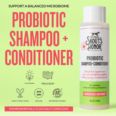 Skout's Honor probiotic dog conditioner avocado oil 16oz – hydration and shine for silky fur.