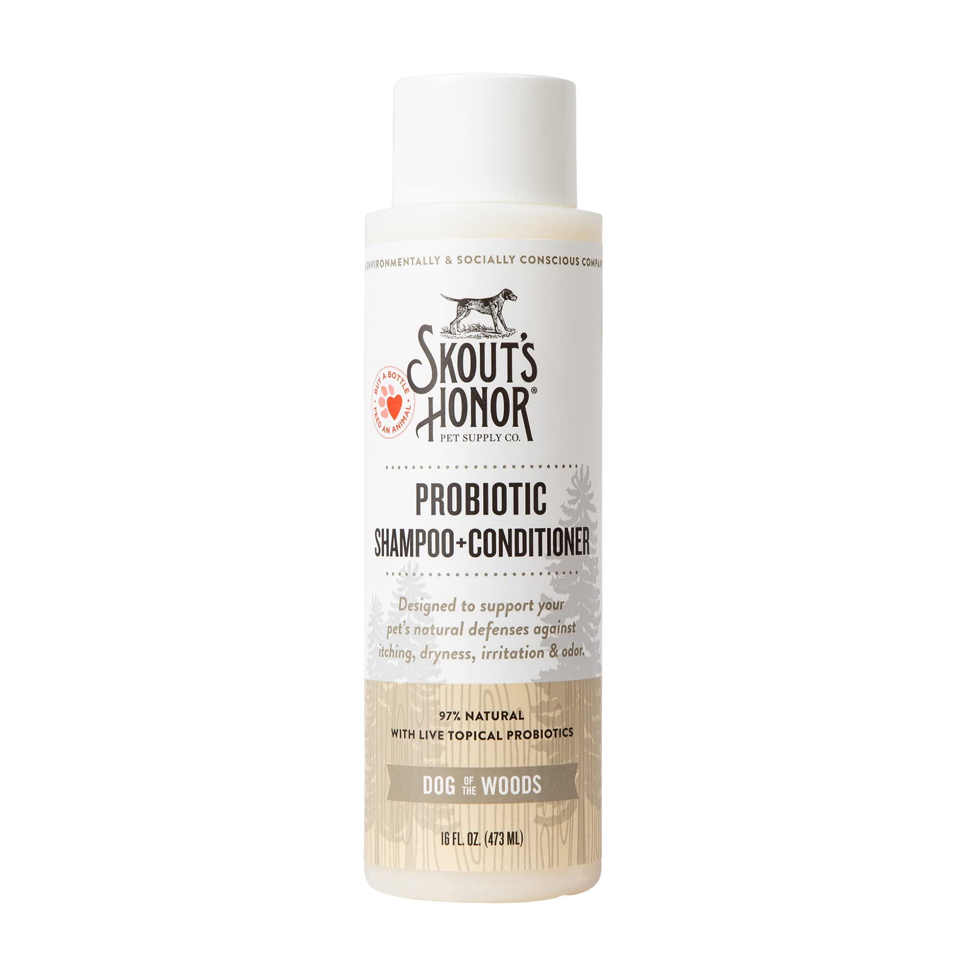 Skout’s Honor probiotic dog shampoo avocado oil bottle for balanced skin and soft coat