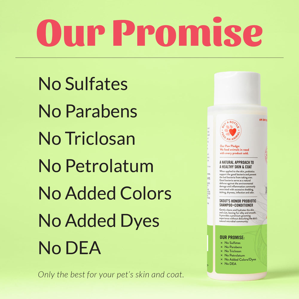 Skout's Honor probiotic dog shampoo foamy lather image – easy rinse and coat care.