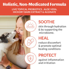 Hydrogel applied to a paw for hotspot relief