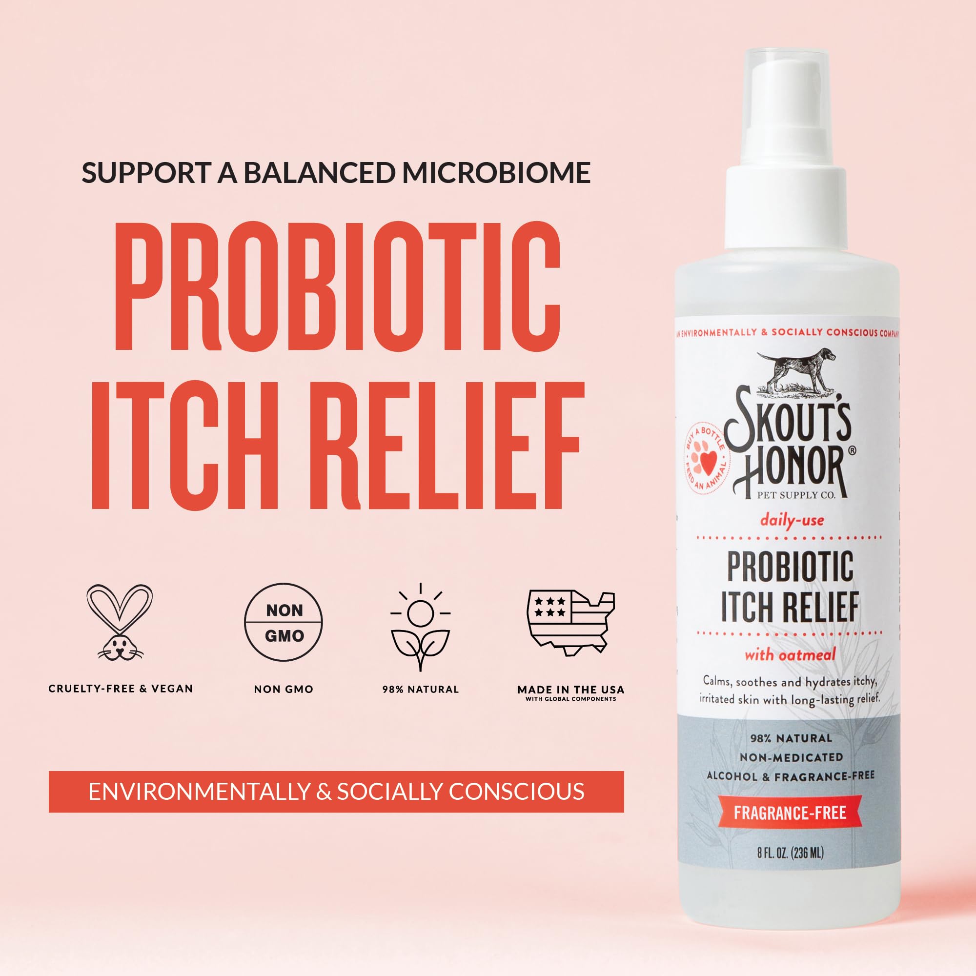 SKOUT'S HONOR label close-up highlights fragrance-free, non-medicated formula.