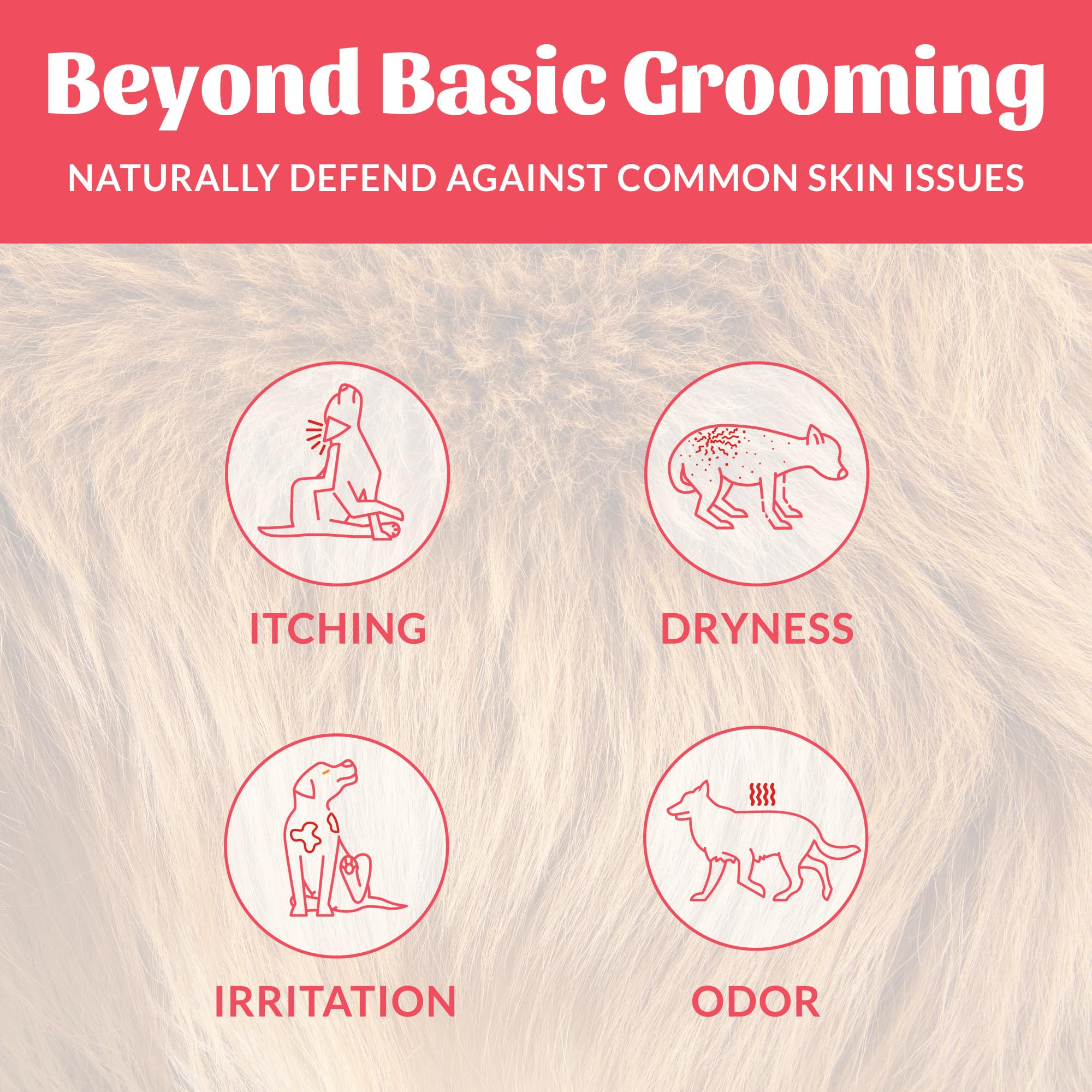 Closeup label on Skout's Honor spray highlighting avocado oil and omega-3 ingredients.