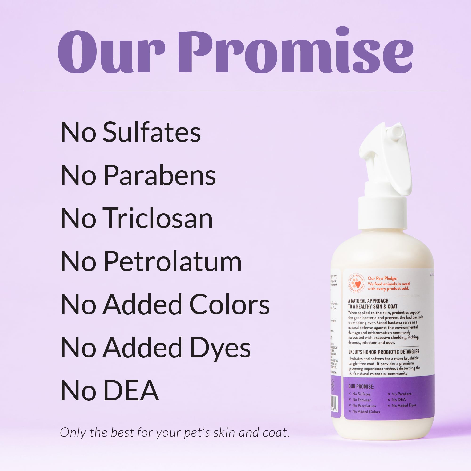 Lavender scent tag on Skout's Honor Probiotic Pet Detangler