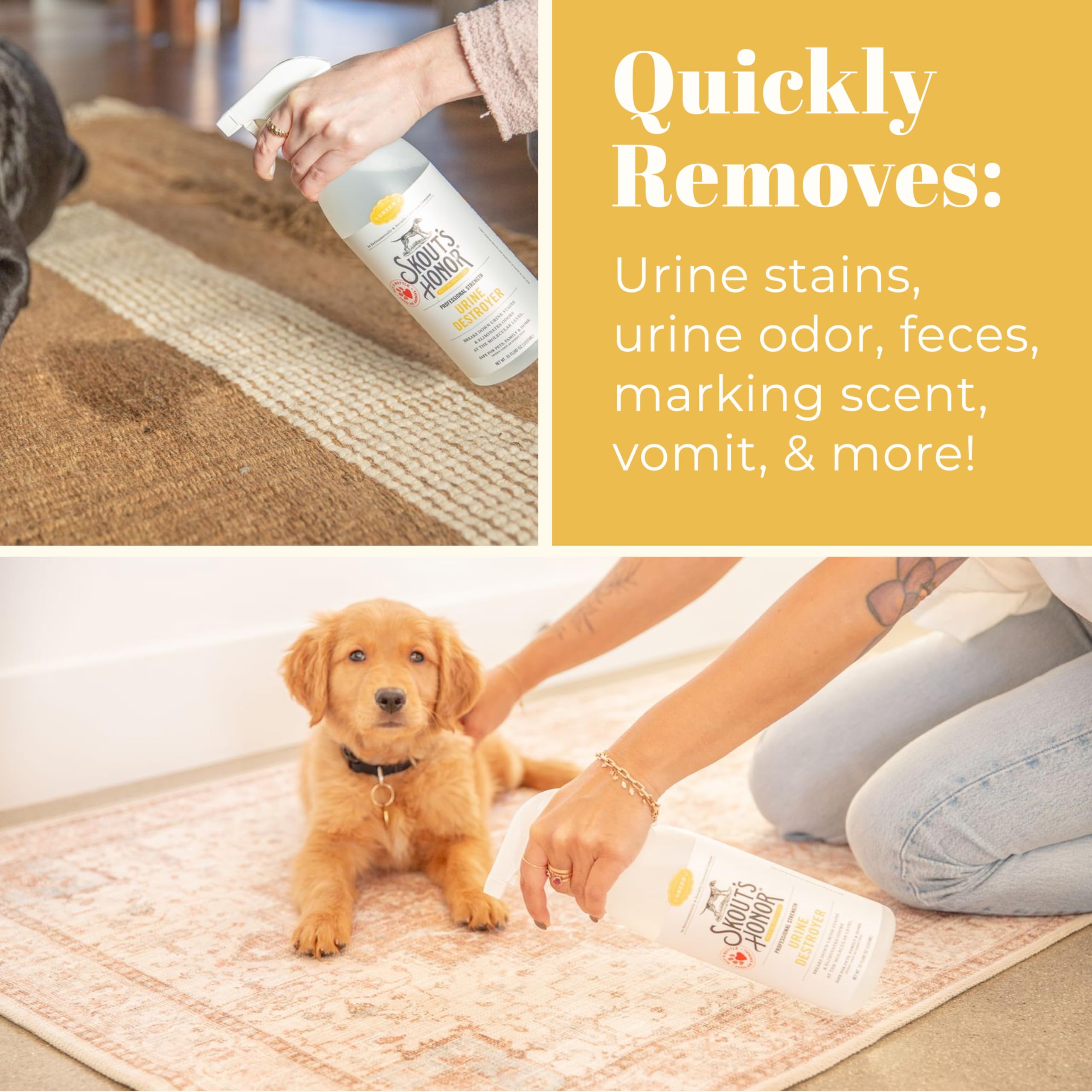 Skout's Honor professional-strength cleaner—deep cleaning for tough pet stains.