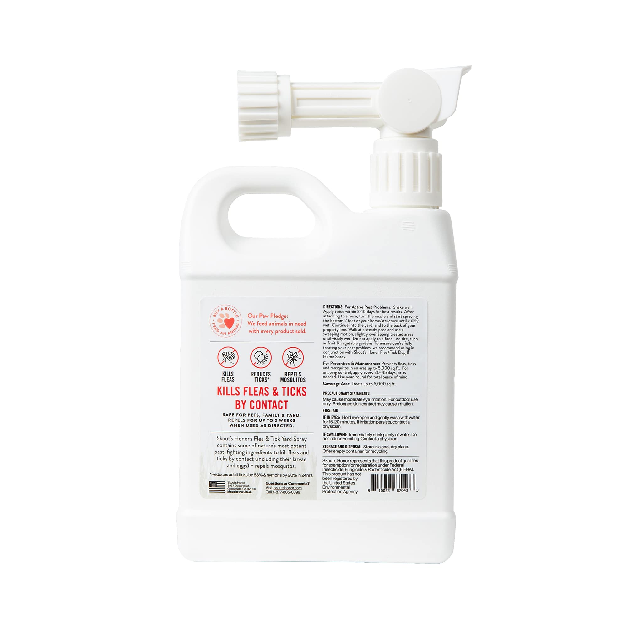 Skout's Honor yard spray label highlights natural peppermint and cedarwood oils.