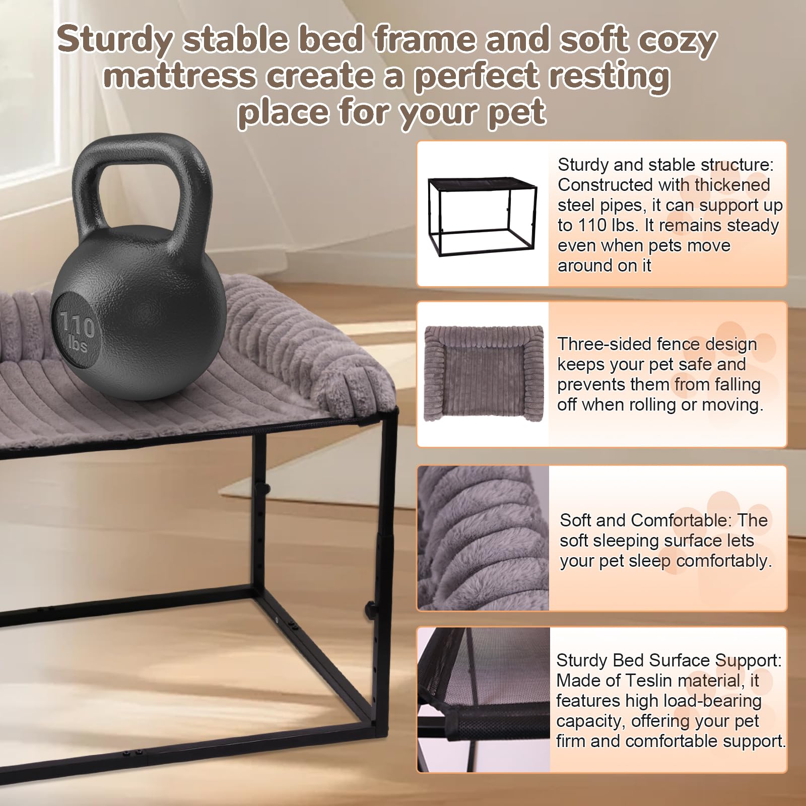SKTREVAN bedside cosleeper elevated frame provides stable support.