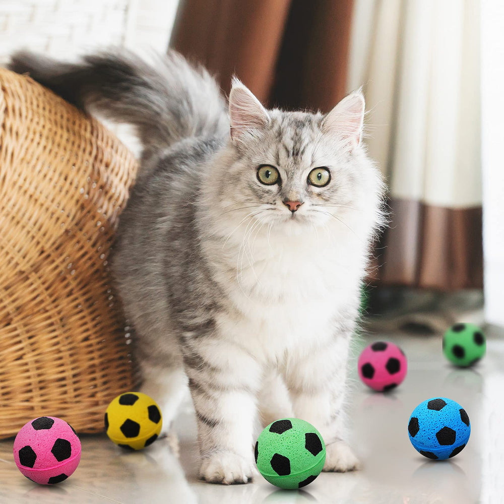 Skylety cat soccer ball in action, showing bounce on wooden floors