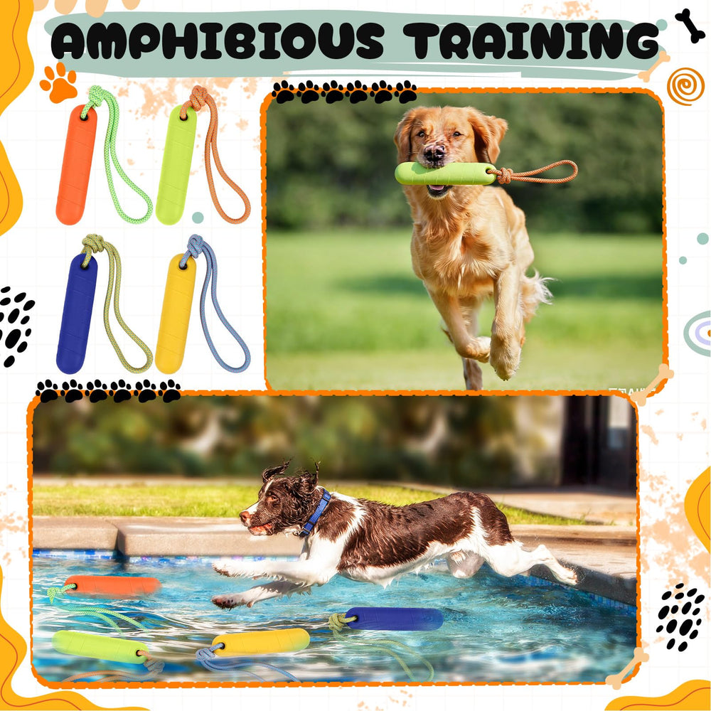 Skylety blue floating dog toy with rope for quick returns.
