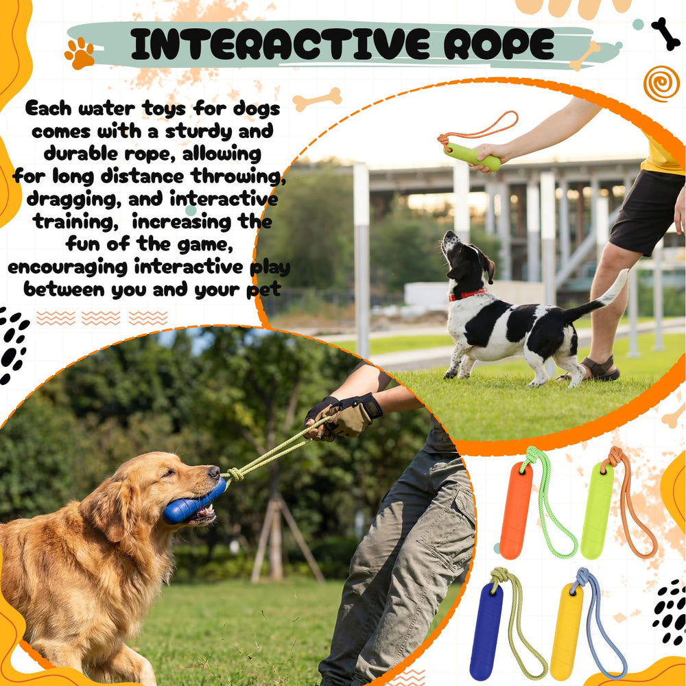 Skylety green floating dog toy with rope for long-distance throws.