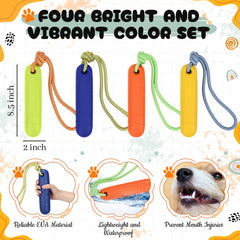 Skylety orange floating dog toy with rope for splashy retrieves.