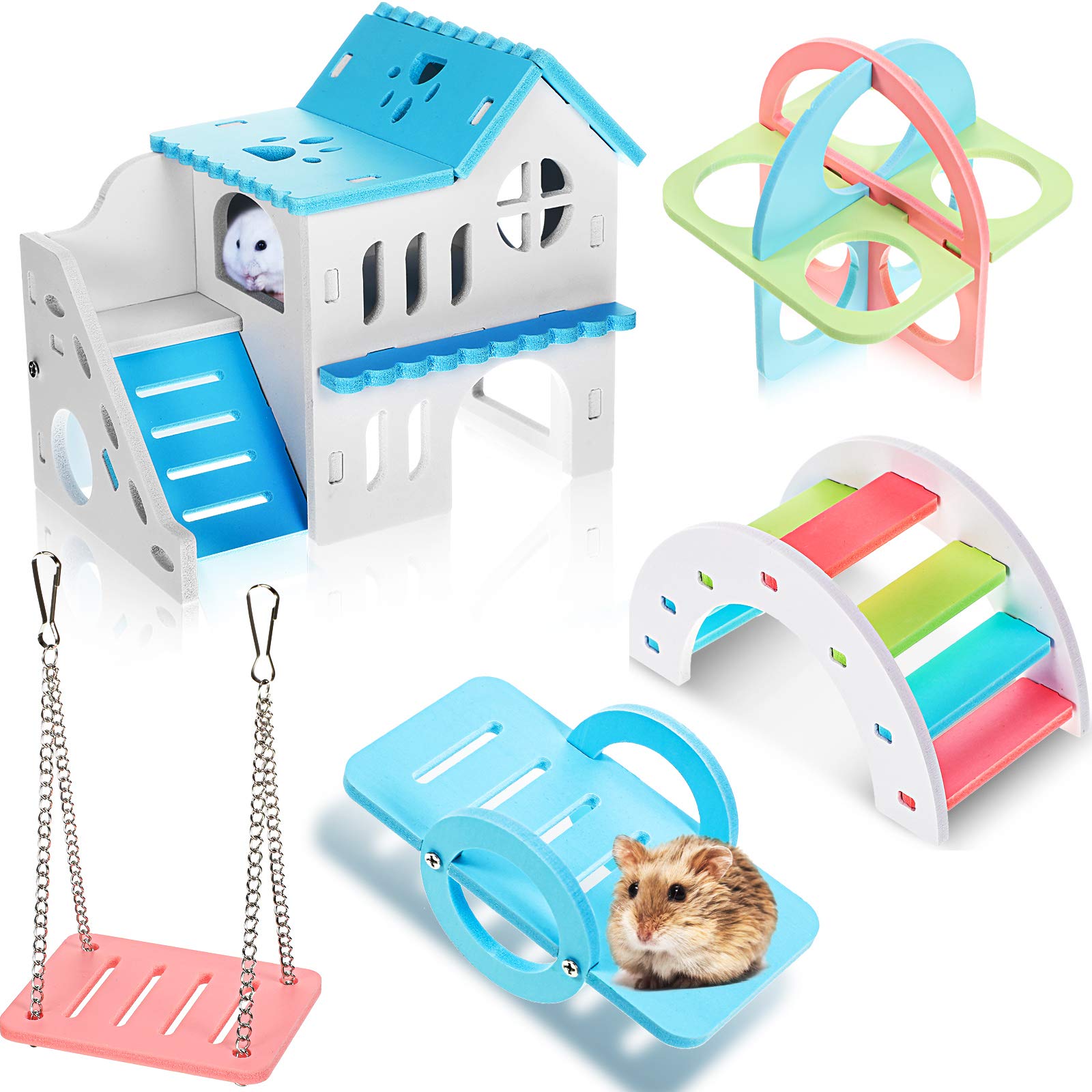 Skylety double-layer hamster house offers a cozy resting space in the cage.