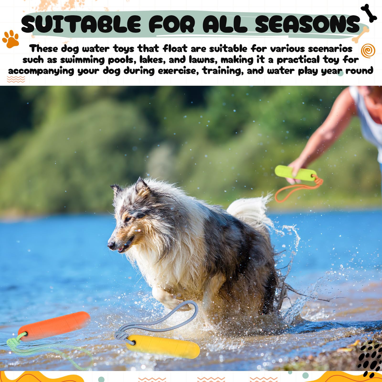 Skylety water-closeup dog toy with rope for durable fetch.