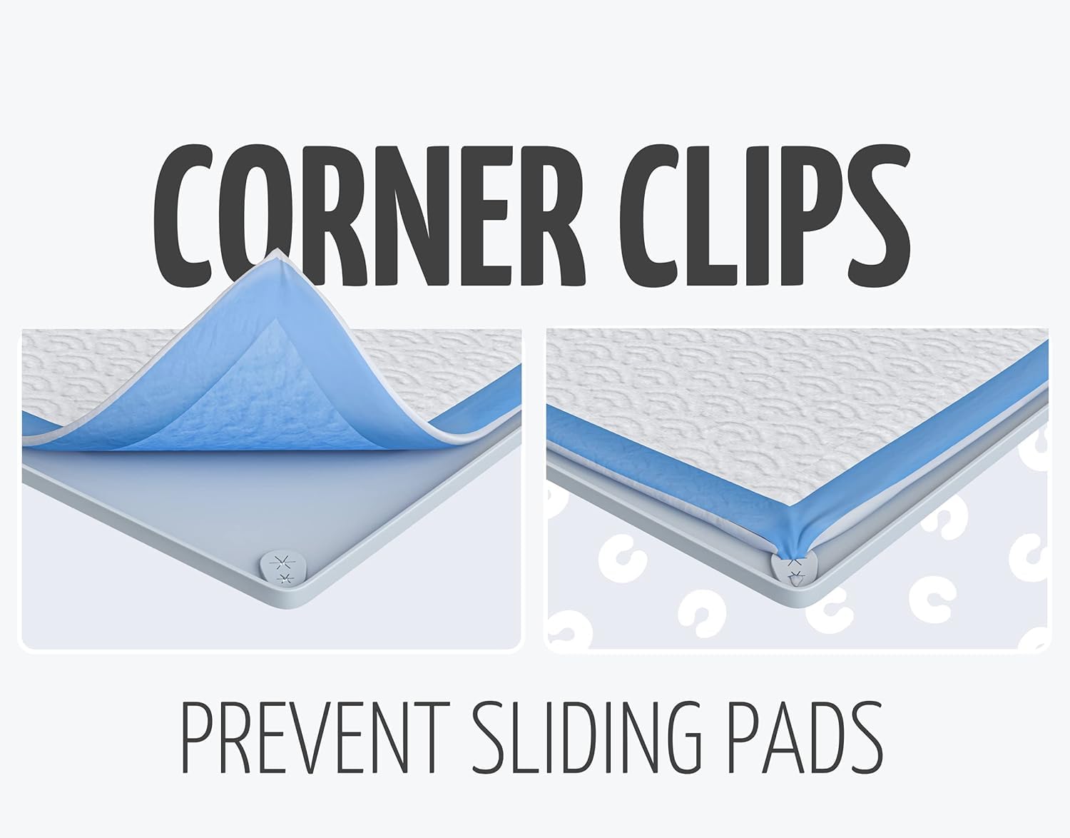 Skywin TidyFriend corner clips secure the pad in place for stability