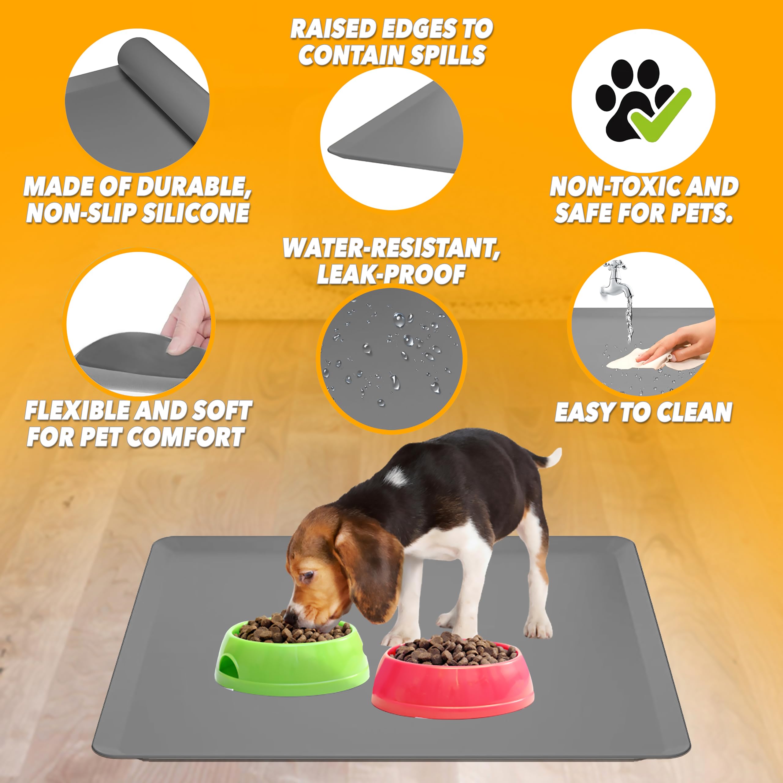 Skywin TidyFriend easy-clean silicone mat resists stains and odors.