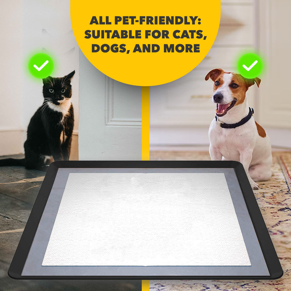 Skywin TidyFriend tray blends with indoor flooring while protecting surfaces.