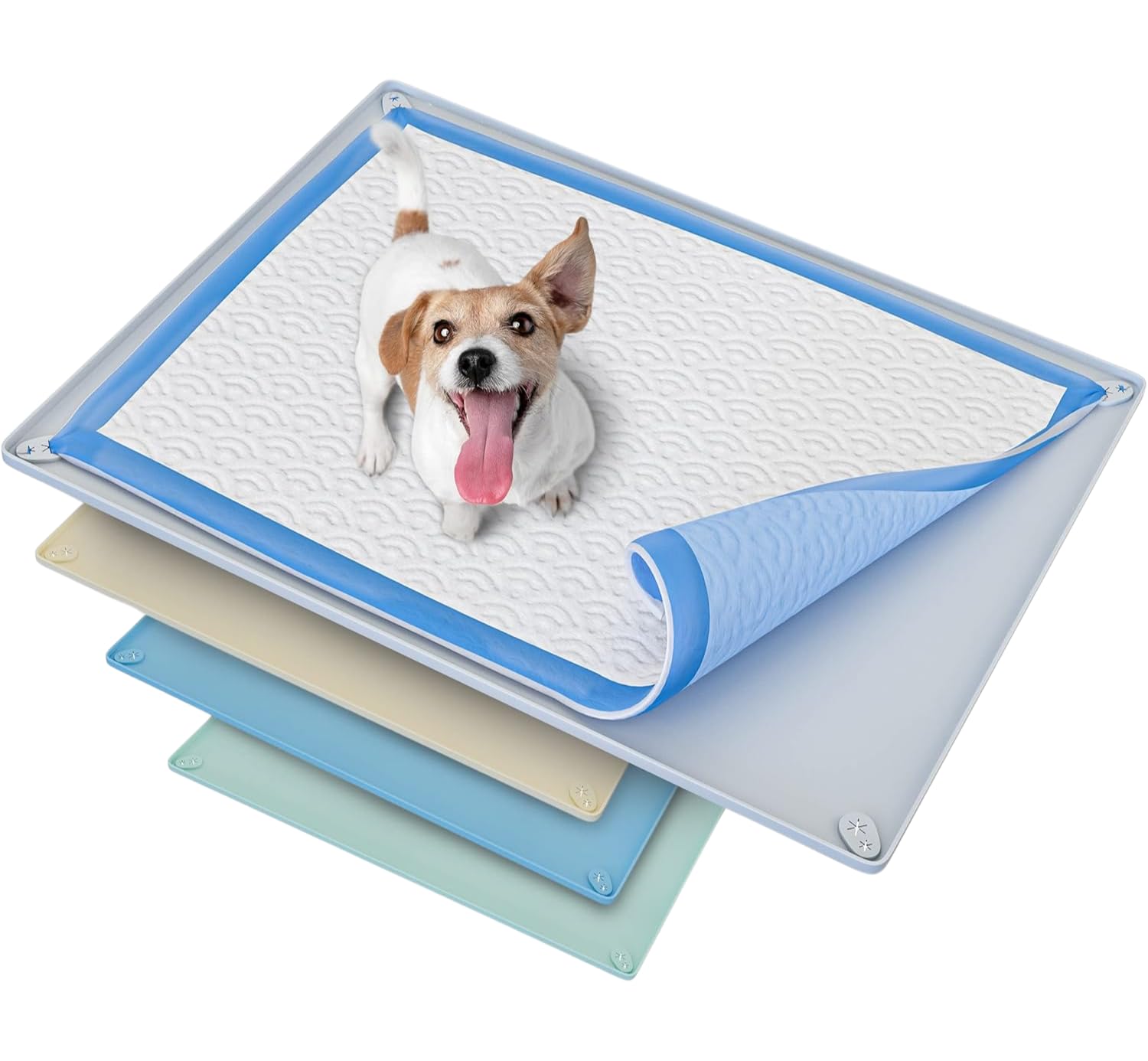 Skywin TidyFriend pee pad holder tray showing edge containment for a clean room