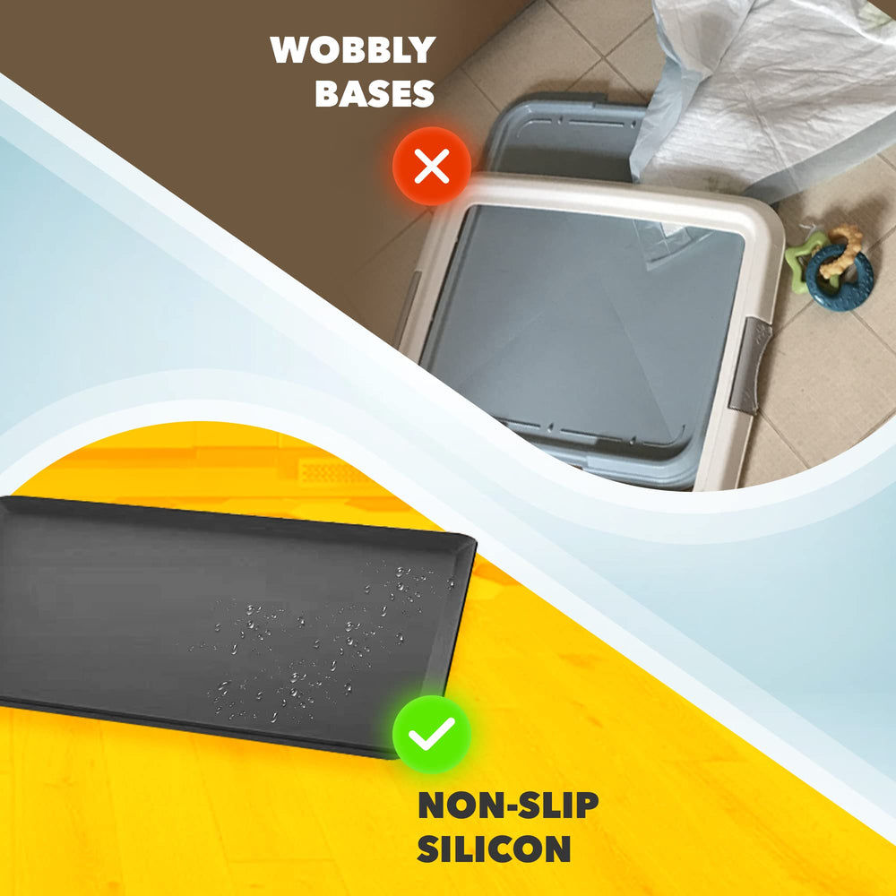 Skywin TidyFriend raised edges tray helps contain leaks during potty training.