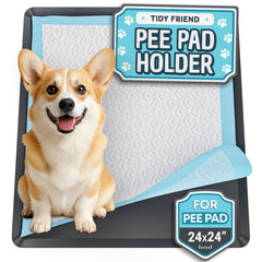 Skywin TidyFriend 24x24 pee pad holder tray, top view, silicone surface for quick cleanup.